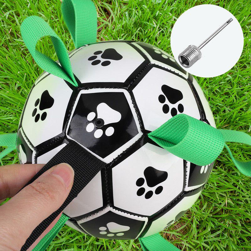 Dog Soccer Ball Indoor-Outdoor Interactive Dog Toy With Easy Grab Tabs Unique Fun Dog Tug Toy Dog Water Toy
