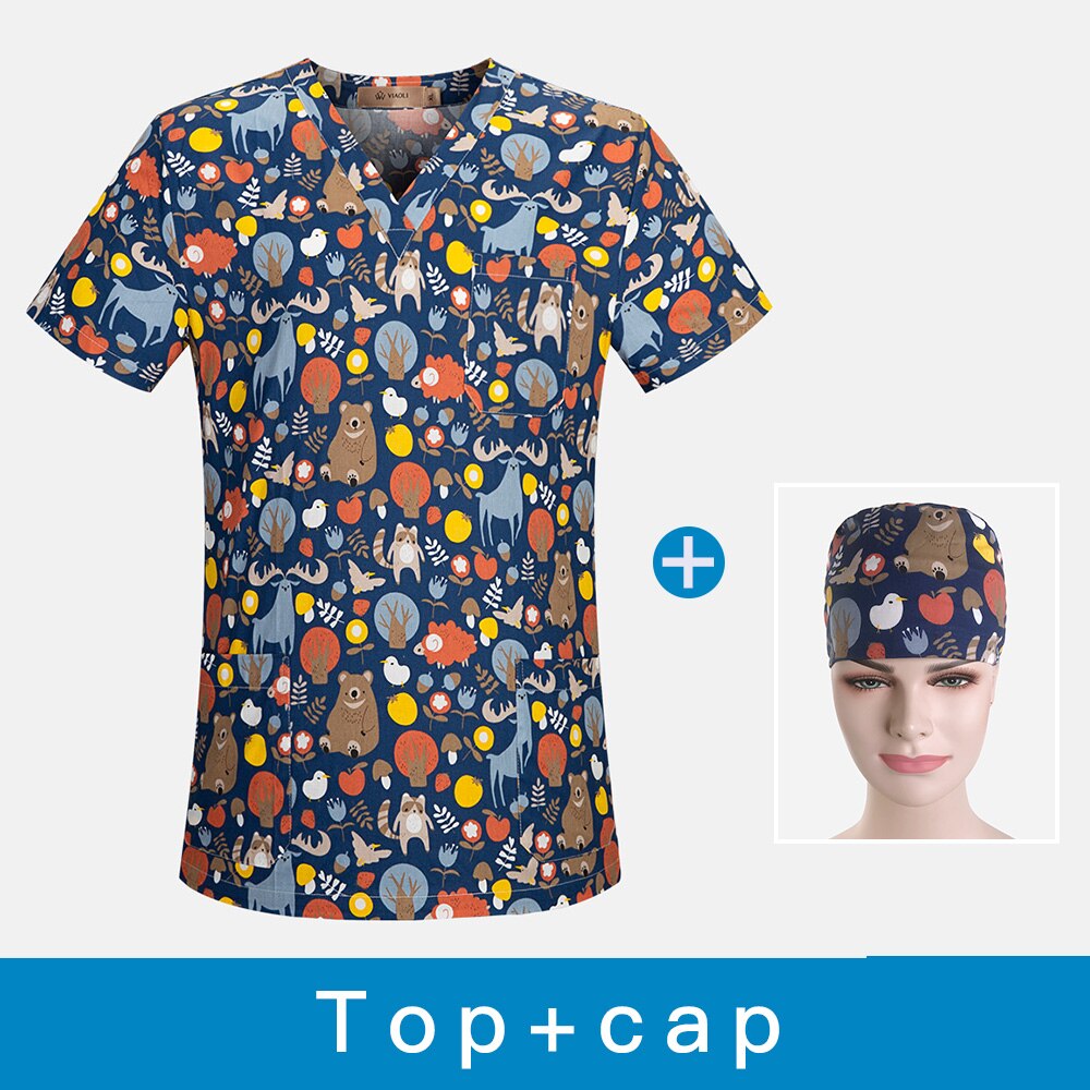 Schoonheidssalon Vrouwelijke Scrub Ademend Mode Werkkleding Uniform Laboratorium Werkkleding Kleding Tops: top cap / S