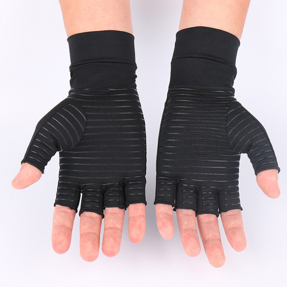 1 Pair Compression Arthritis Prevention Gloves Half Finger Silicon Antiskid Therapy UNISEX Wrist Band Pain Relief Hand Protector