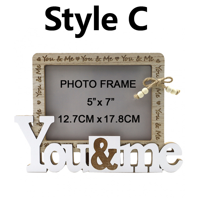 Marco de fotos de corazón de amor de madera, adornos artesanales, marco de fotos, cereza para boda, Día del Padre, Día de San Valentín, decoración de mesa,: Amarillo claro