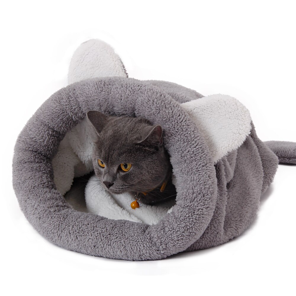 Saco de dormir de lana para gatos cama para perros pequeños mascotas alfombrilla de gato casa perrera suave cama para dormir productos para mascotas: Gray1