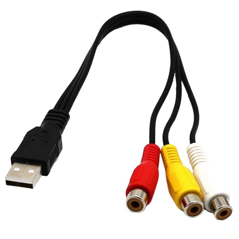 USB to 3RCA Cable USB Female to 3 RCA Rgb Video AV Composite Adapter Converter Cable Cord Connector Lead for TV PC DVR