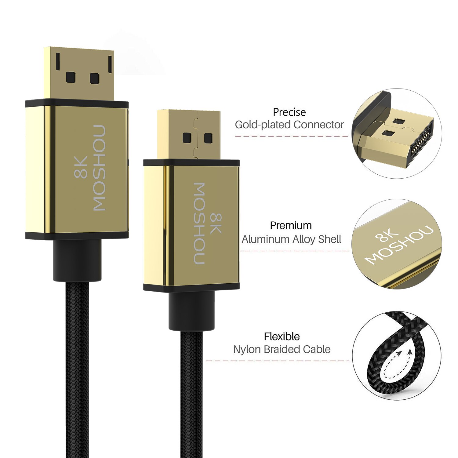 DisplayPort 1.4 Cable 8K 4K HDR 60Hz 144Hz 165Hz Display Port For Video PC Laptop TV RTX 3080 DP 1.4 to DP Cabo