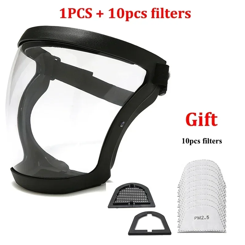 Masque de protection facial complet, tête transparente, couvercle de protection pour les yeux, lunettes, visières d'écran, Anti-poussière, coupe-vent, Anti-buée, outils de cuisine: Orange