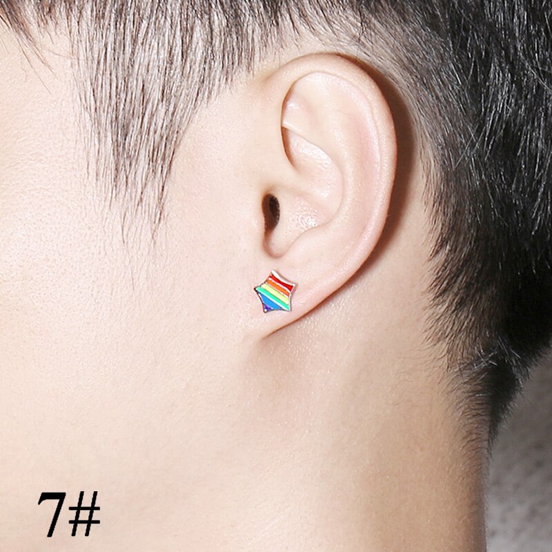 Lgbt Rainbow Rvs Oorbellen Lesbische Gay Pride Stud Oorbel Voor Mannen En Vrouwen (1 Paar)
