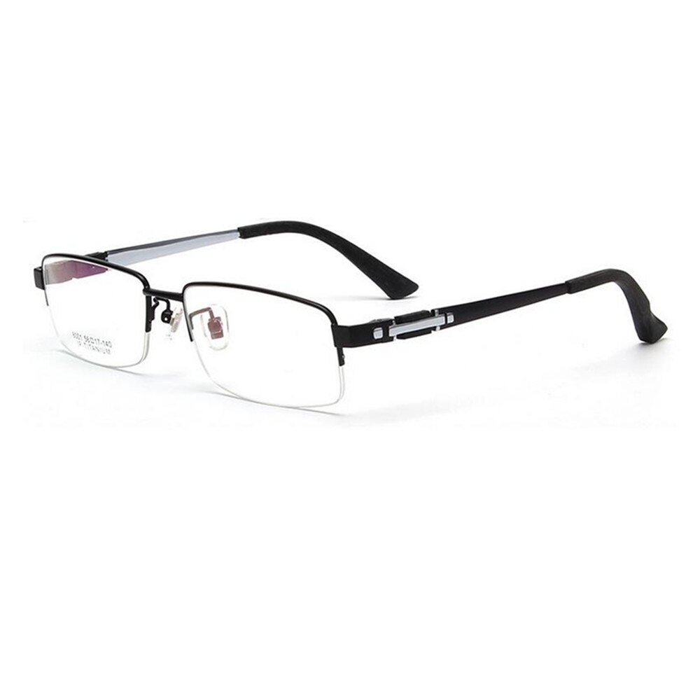 Men's Eyeglass Frames Pure Titanium Half Rimless Eyewear Frames Glasses Frames: Black