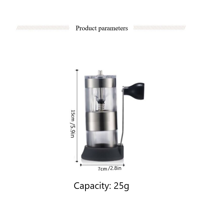 Silver Coffee Grinder Stainless Steel Hand Manual Handmade Coffee Bean Burr Grinder Grinder Kitchen Tool Grinders