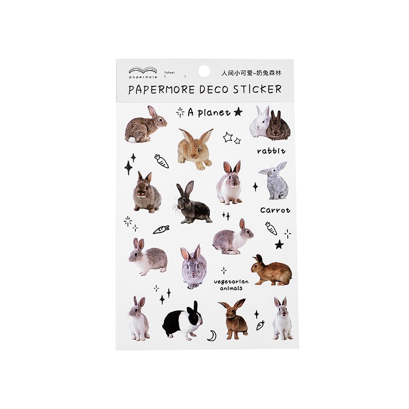 Kawaii Stickers aesthetic animal Sticker cat dog cow Cute Decorative Adhesive Diy Diary Album Stationery Supplies