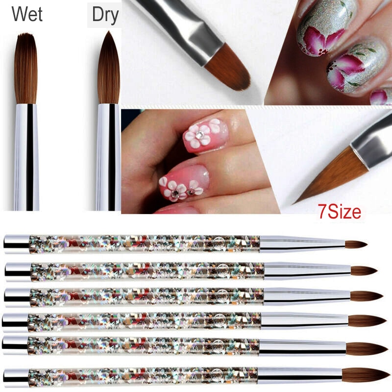 Nail Borstel Nylon Haar Acryl Pen Vloeibare Glitter Handvat Diy Manicure Tool Voor Gel Nagellak Schilderij Tekening