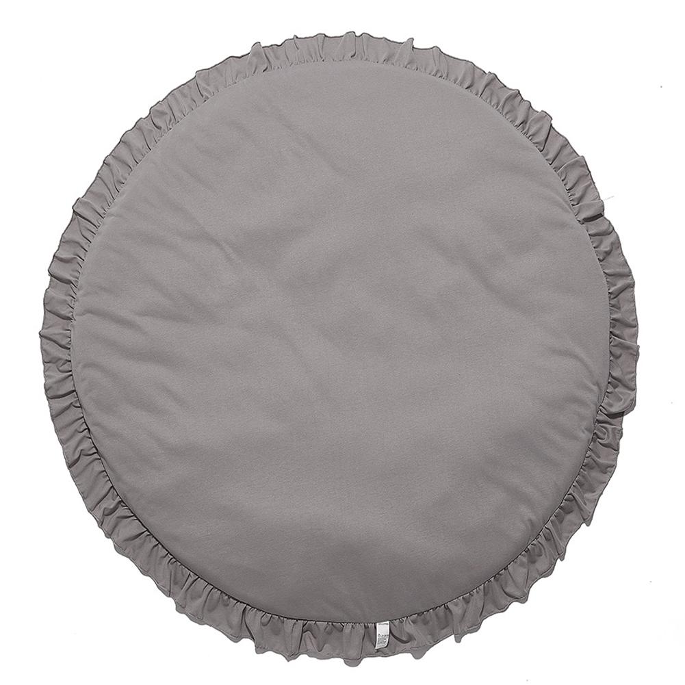 DishyKooker Baby Play Mat Floor Pad Round Lace Brim Carpet Solid Color Children's Room Tent Bed Rug 100cm: Dark gray