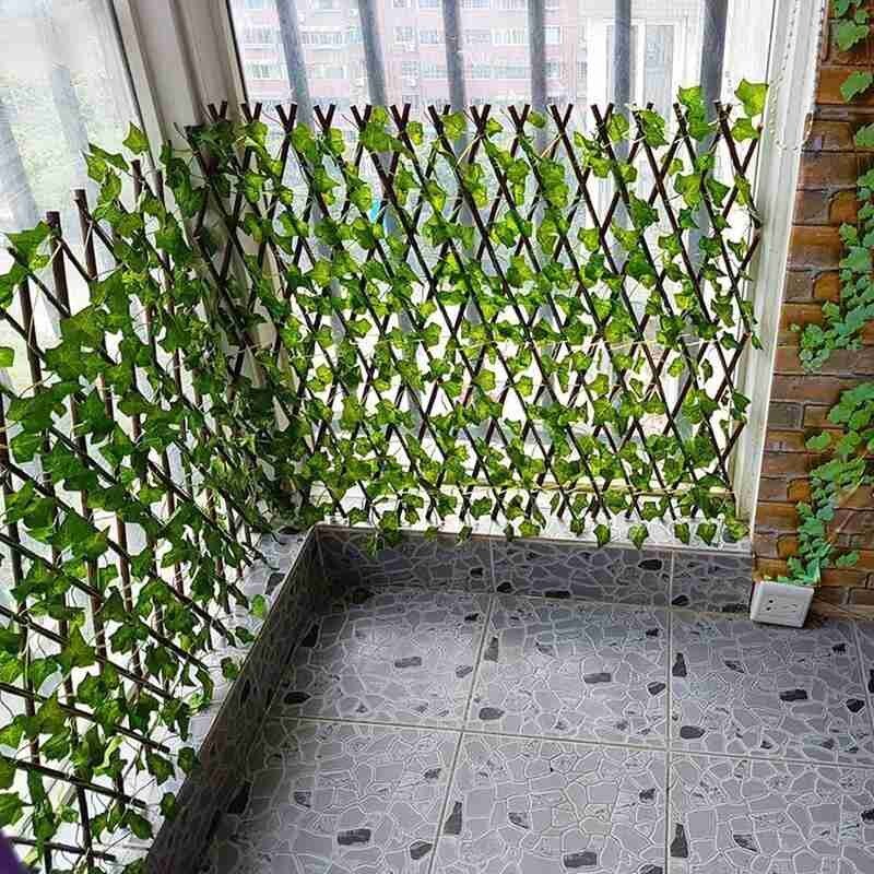 Retractable Artificial Garden Fence Expandable Faux Privacy Plant Wood Frame Gardening Ivy Fence Vines Decor Home Climbing O2Q5