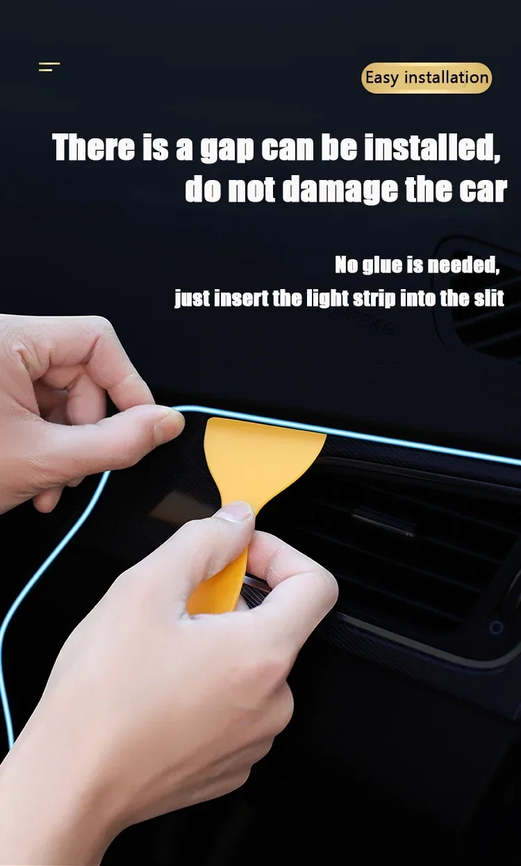 Led-neon-auton sisätilojen koristevalaisimet nauhat usb-asema tee-se-itse-koristeelliseen kojelautaan konsolin tunnelmavaloon kylmävalo 5m