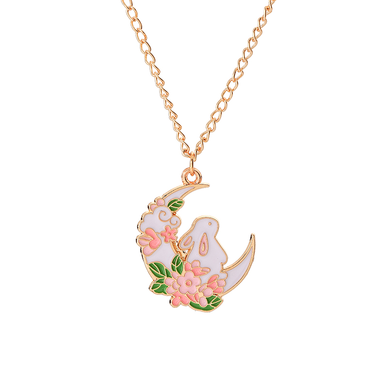 créative Sakura lapin chat collier mignon dessin animé guirlande pendentif dames bijoux accessoires colliers rose