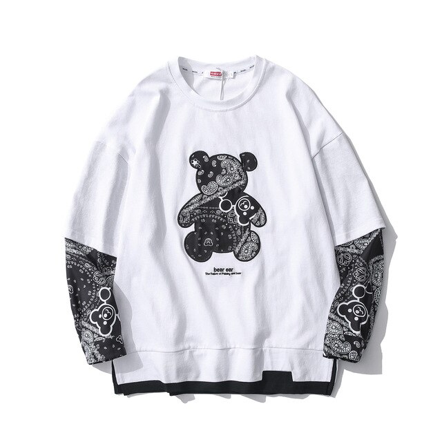 Camiseta de manga larga japonesa con estampado de oso anacardo, ropa para enamorados, de urbana, novedad de