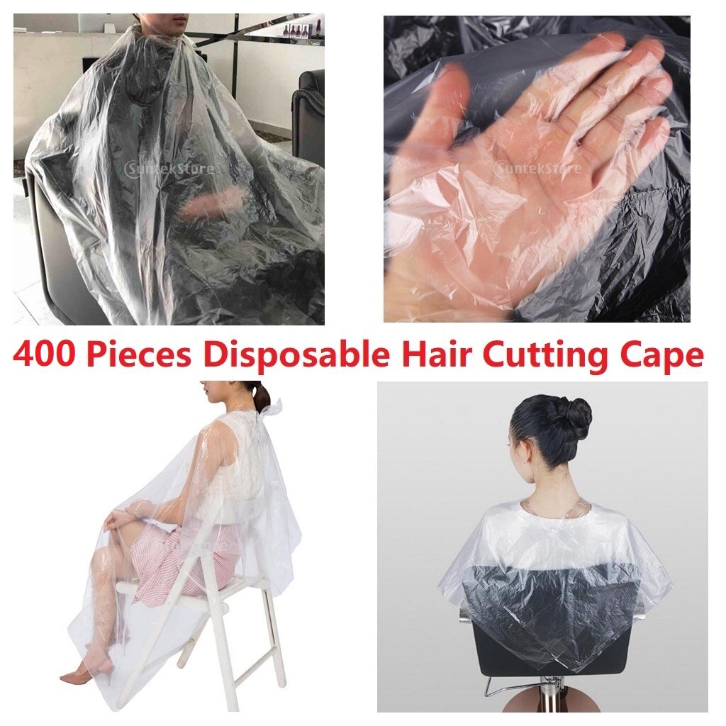 400Pcs Disposable Hair Cutting Cape Clear Salon Gown Hair Cut Barber Home Capes