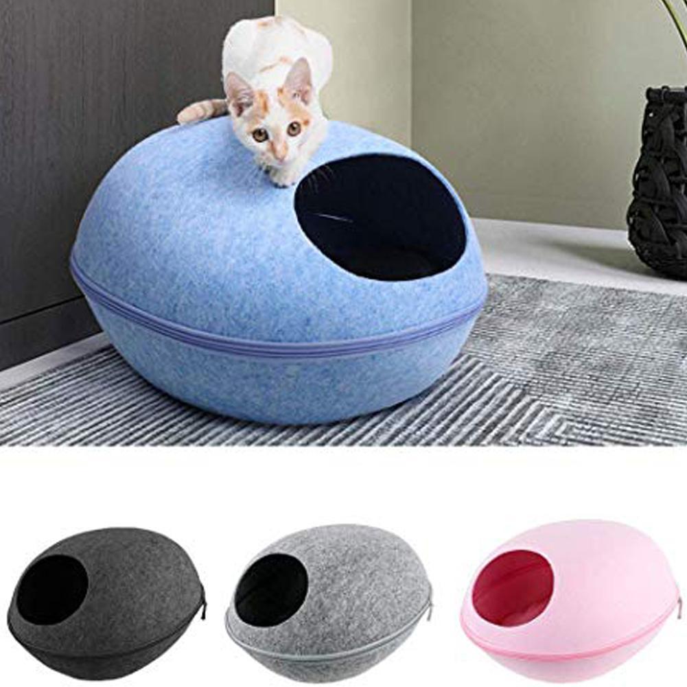 Kat Huis Nest Met Rits Afneembare Kussen Hond Mat Eivorm Hond Kennel Kat Bed Vilt Doek Katten Grot Slapen mat Huisdier Bed