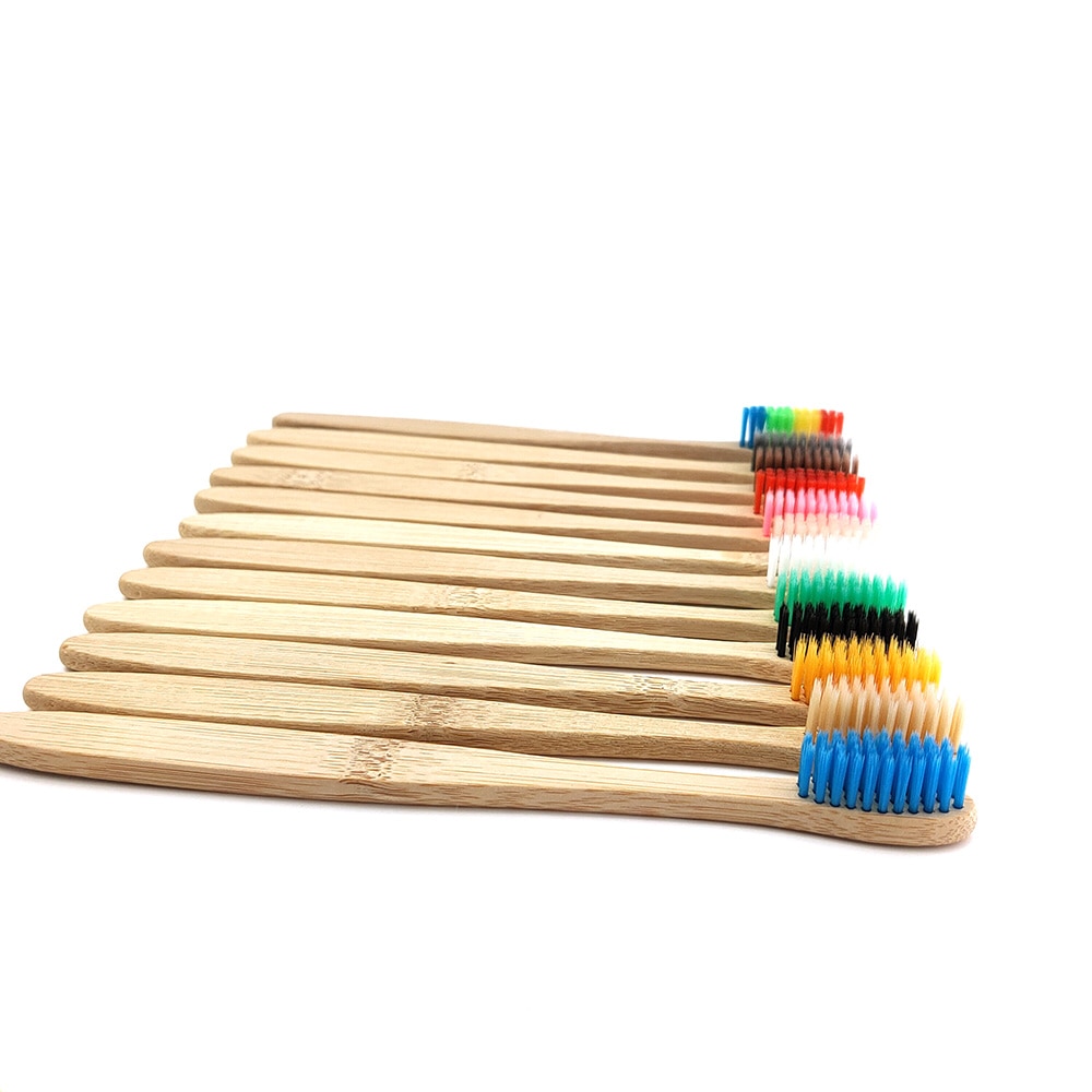 12pcs Toothbrush Natural Bamboo Handle Rainbow Whitening Soft Bristle Bamboo Toothbrush Eco-friendly Tooth Teeth Brush Oral Care