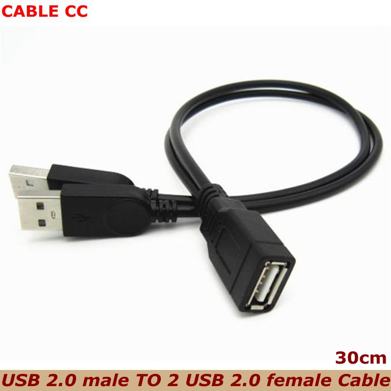 Usb Y Computer Een Punt Twee Data Power Kabel Kabel Usb Dubbele Splitter Kabel Female Naar Usb 2.0 Male Power verlengkabel 30Cm