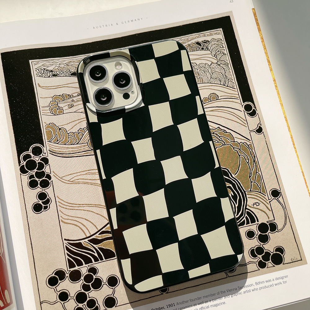 Modne etui na telefon w kratkę robić iPhone'a 16 15 14 13 12 mini 11 zawodowiec Max XS Max XR X 7 8 plus Wstrząsoodporna tylna obudowa z zderzakiem