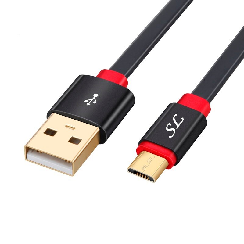 Câble micro USB plat plaqué or de 0,3 m-3 m, pour téléphone portable, ligne android, synchronisation de données, chargeur pour Xiaomi Samsung et Huawei,: black / 1,5m