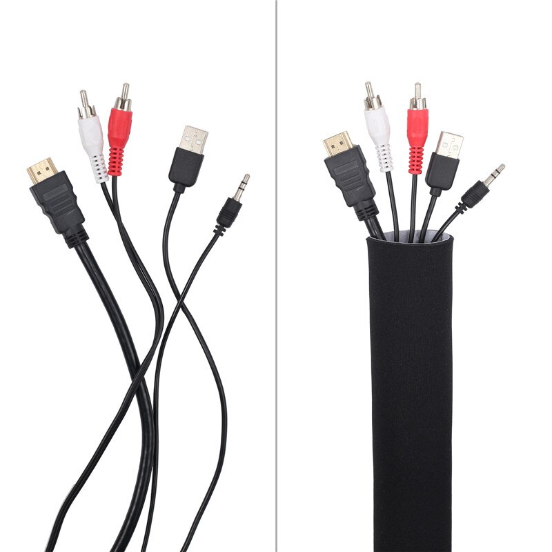 Neoteck 3m Long Neoprene Cable Cord Wire Protective Sleeve Sheath Cable Cover 118inch Black Cord Wire Cover Hider Sleeves