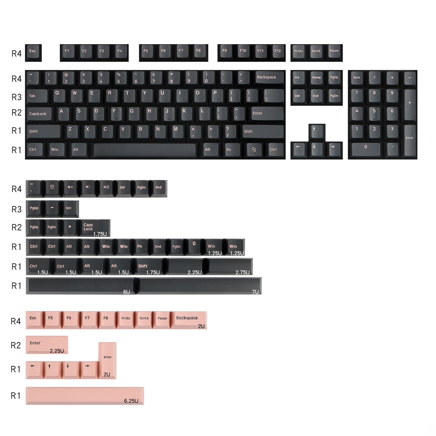 JKDK 166 KEYS Cherry Profile Keycap DOUBLE SHOT Thick PBT Keycaps FOR MX Switch Mechanical Keyboard: KIT 6