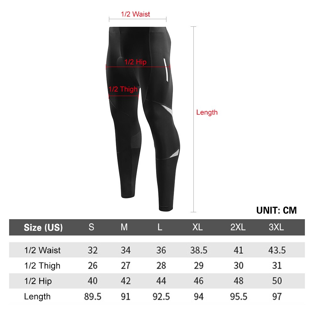 Men's Reflective Bicycle Pants Gel Padded Cycling Compression Tights Leggings Outdoor Riding Bike Pants Cycling Bicycle Pants