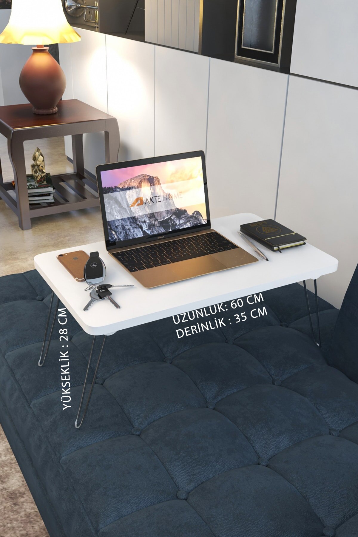 Opvouwbare Laptop Tafel Voor Werken Ontbijt Tafel, Pvc Coating, Voeten Metalen, Opvouwbaar, 60*35*28Cm Speciale Laptop