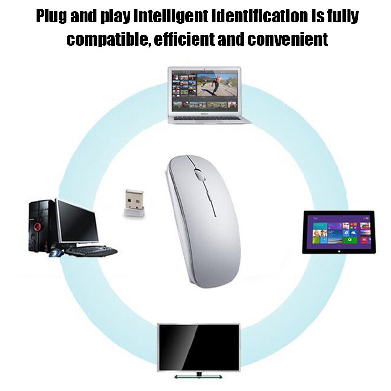 1600DPI Wireless Mouse RGB Rechargeable Bluetooth Mouse Ultra-Thin 2.4G USB Mous Mute Mouse Mice For PC Laptop Computer Mause