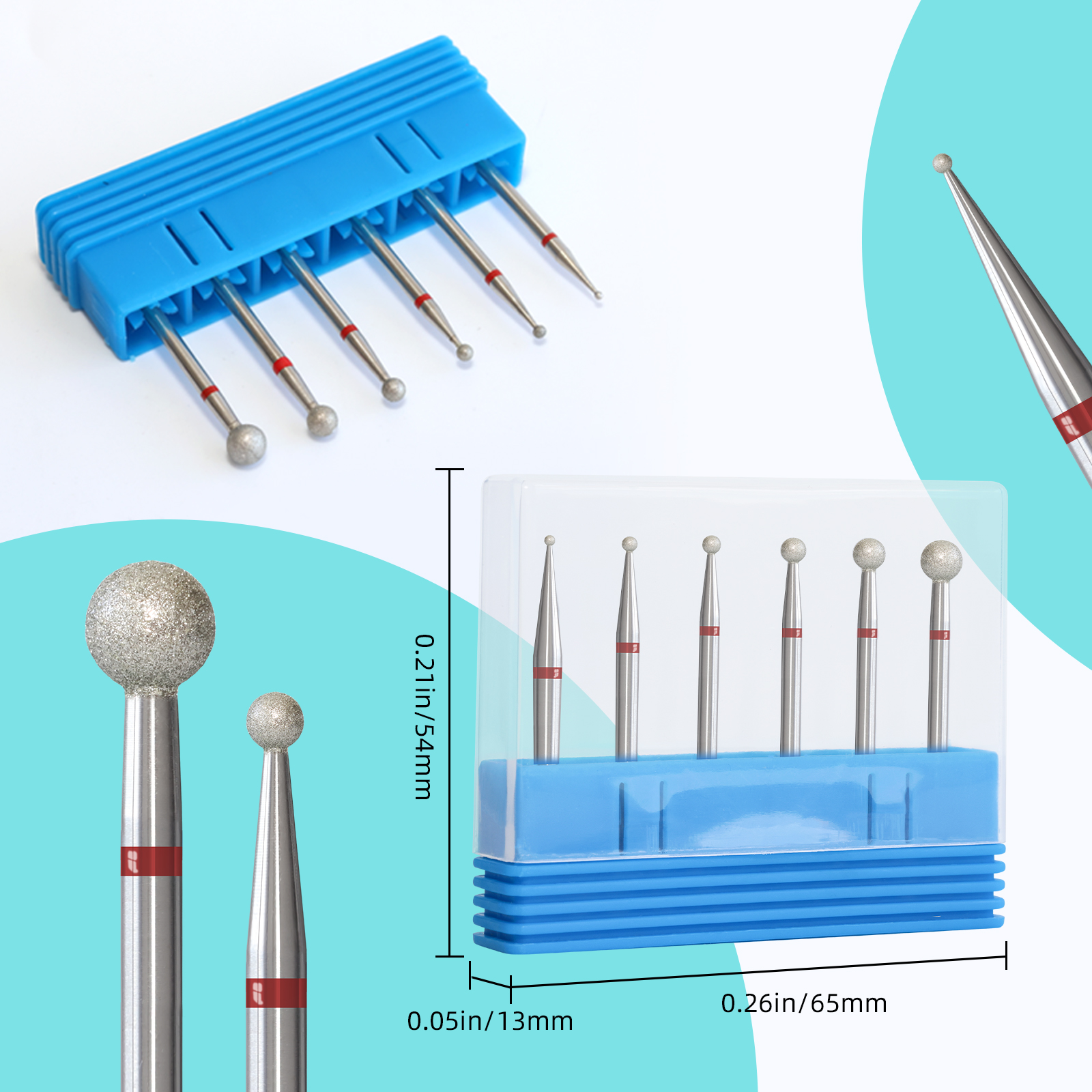 HYTOOS, bola de grano fino, limpieza de cutículas, brocas para uñas, broca de diamante ruso, seguridad debajo del limpiador de uñas para cutícula, piel muerta