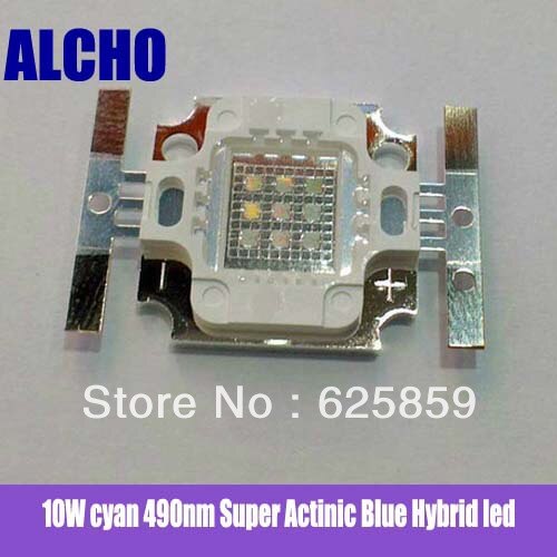 Led hybride cyan 10W 490nm, 2 pièces gratuites, bleu Super actinique pour Aquarium 4x vert + 5xroyal bleu
