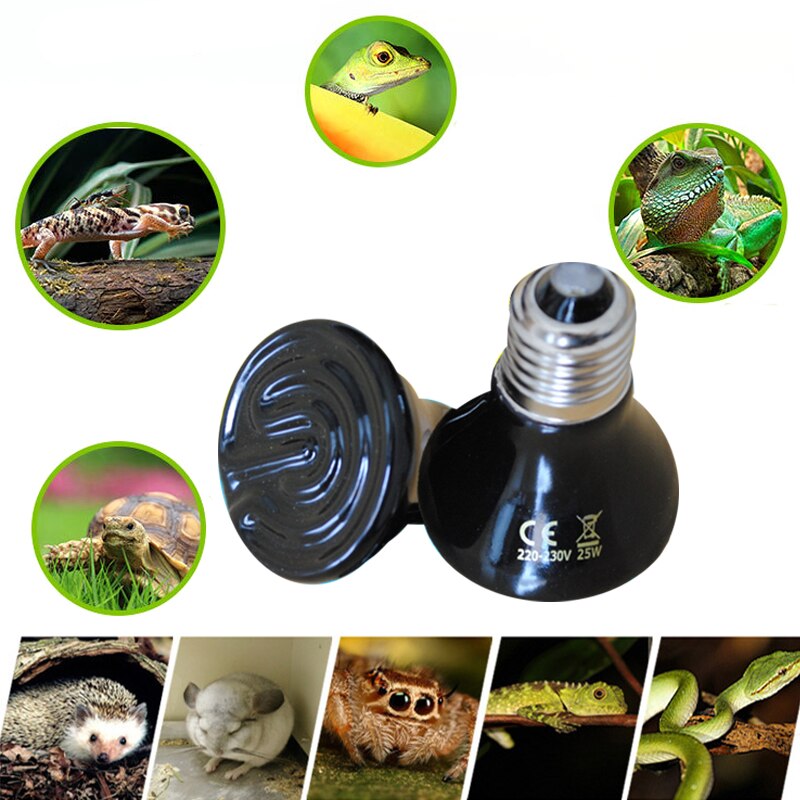 25W 50W 75W 100W E27 Reptile Huisdier Verwarming Lamp Zwart Infrarood Keramische Emitter Warmte Gloeilamp huisdier Broedmachine Reptiel Lamp 220-230V