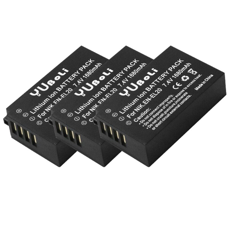 Batería EN-EL20 EN EL20a + cargador USB LED para Nikon Coolpix P1000 Nikon1 J1, J2, J3 Nikon1 AW1 ENEL20: 3battery