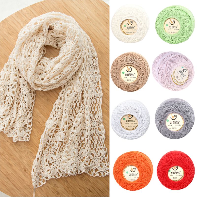 50g Thin DIY Cotton Lace Yarn Candy Color Crochet Hand-Woven Silk Light Thread