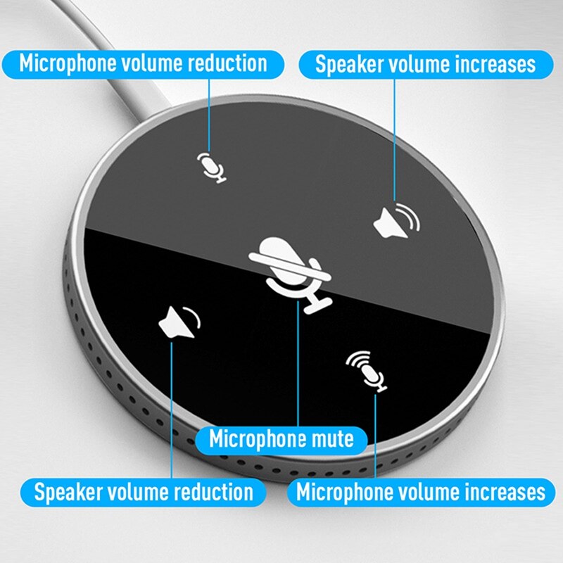 USB Conference Microphone,Omnidirectional PC Computer Condenser Mic with Mute Button for Meeting/Class Plug & Play