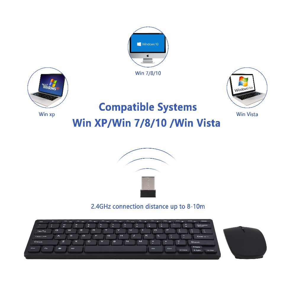 Mini Wireless Keyboard 2.4GWireless Keyboard For ipad Phone Tablet Rubber keycaps Rechargeable keyboard For Android ios Windows