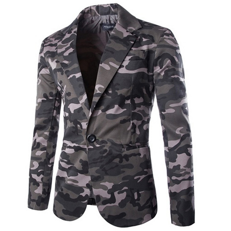 Zogaa herr kamouflage kavaj höstmärke camo enknapps kavaj herr slim fit nedfällbar krage kostymjacka för män casual kappor