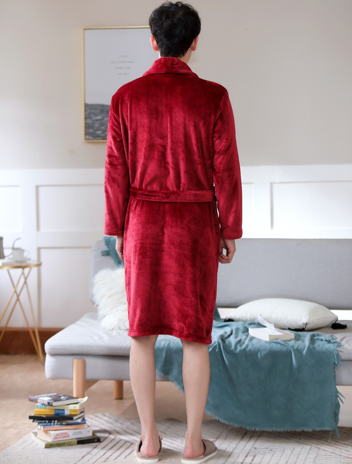 Peignoir à manches longues pour Homme, vêtement d&#39;hiver épais et , imprimé de dessin animé de vache mignonne, Kimono, vêtements de maison