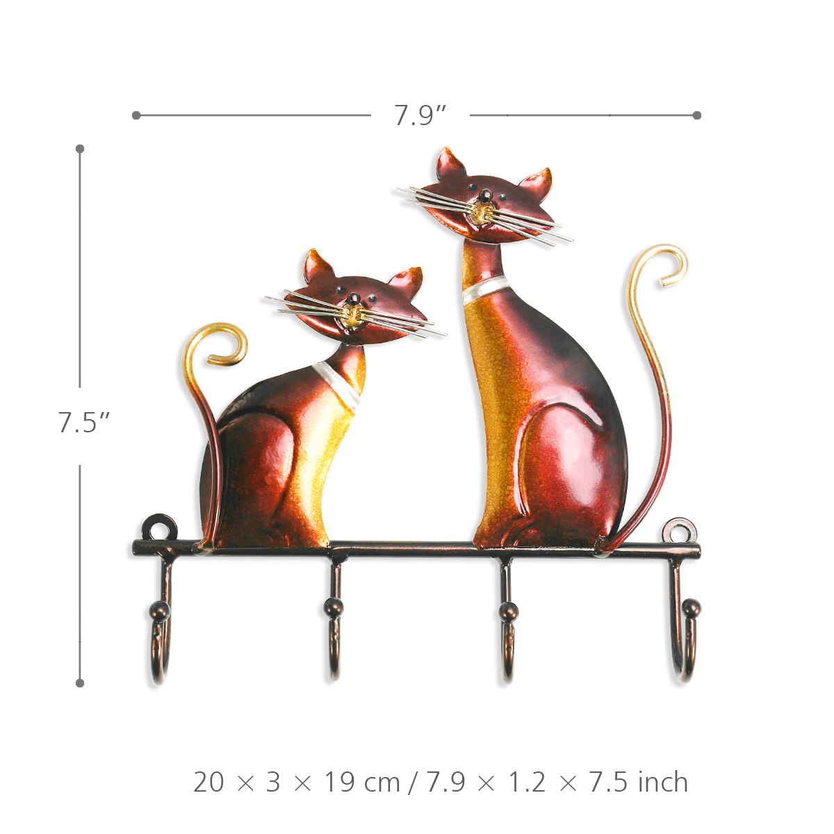 Tooarts-colgador de pared de gato de hierro, gancho de decoración, 4 ganchos para llaves, colgador de pared, paraguas decorativo, conveniente: Cat Wall Hanger