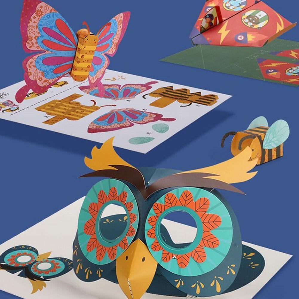 Rompecabezas de dibujos animados para niños, libro de papiroflexia, juguete de arte Hecho A Mano, doble cara, Animal, , patrón de Origami, S5K5
