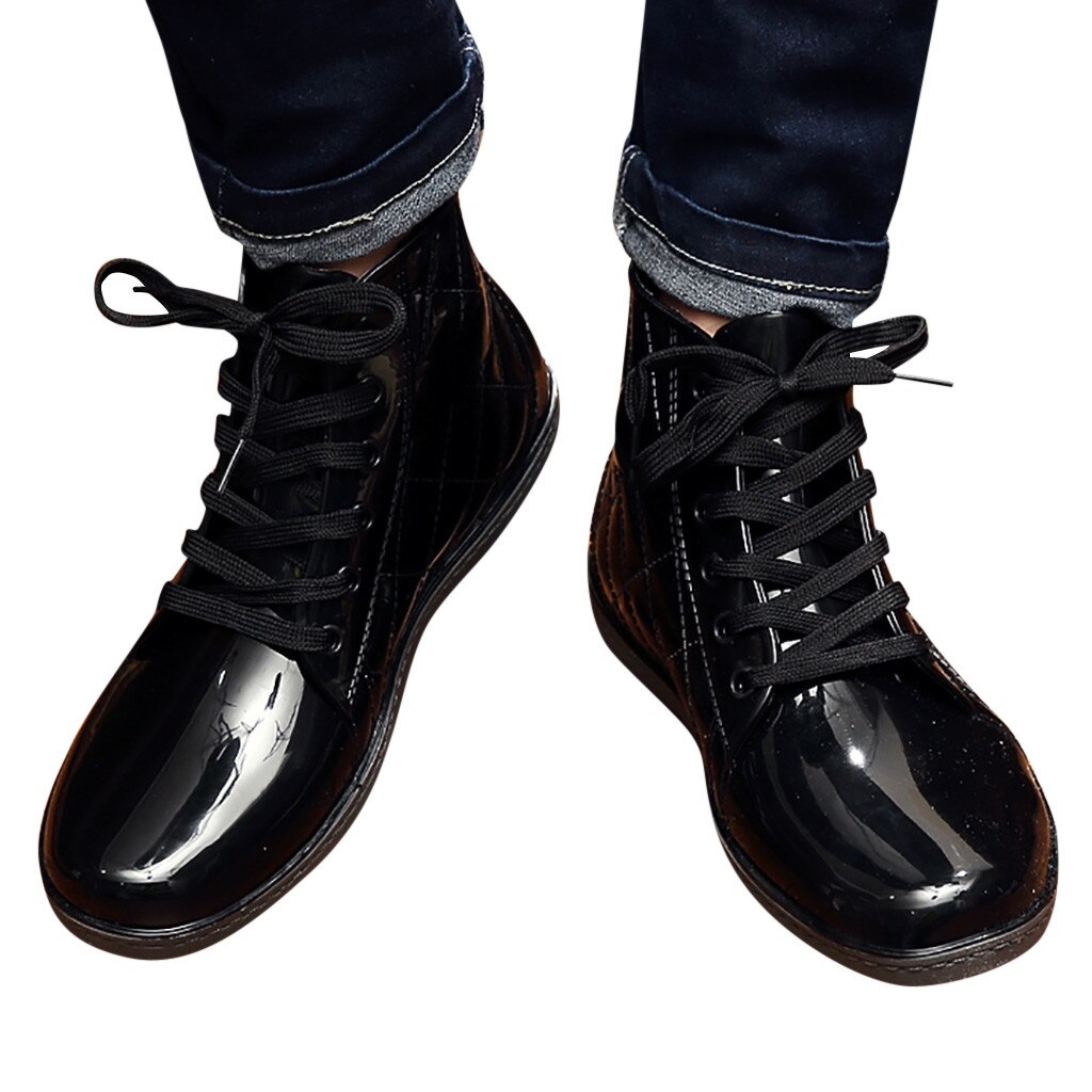 Perimedes mænds aqua lejligheder bløde gående mandlige vand sko lejligheder snørebånd korte rør regn støvler vandtæt casualwater sko #g45