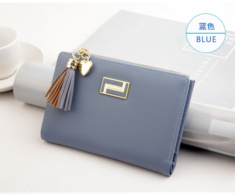 Dames kleine portemonnee dames korte stevige portemonnee clutch tas: Blauw