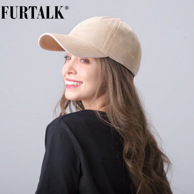 Furtalk vintage baseball cap kvinder mænd vasket bomuld hestehale baseball caps mænd snapback hip pop hat sort sommer kasket til kvinder