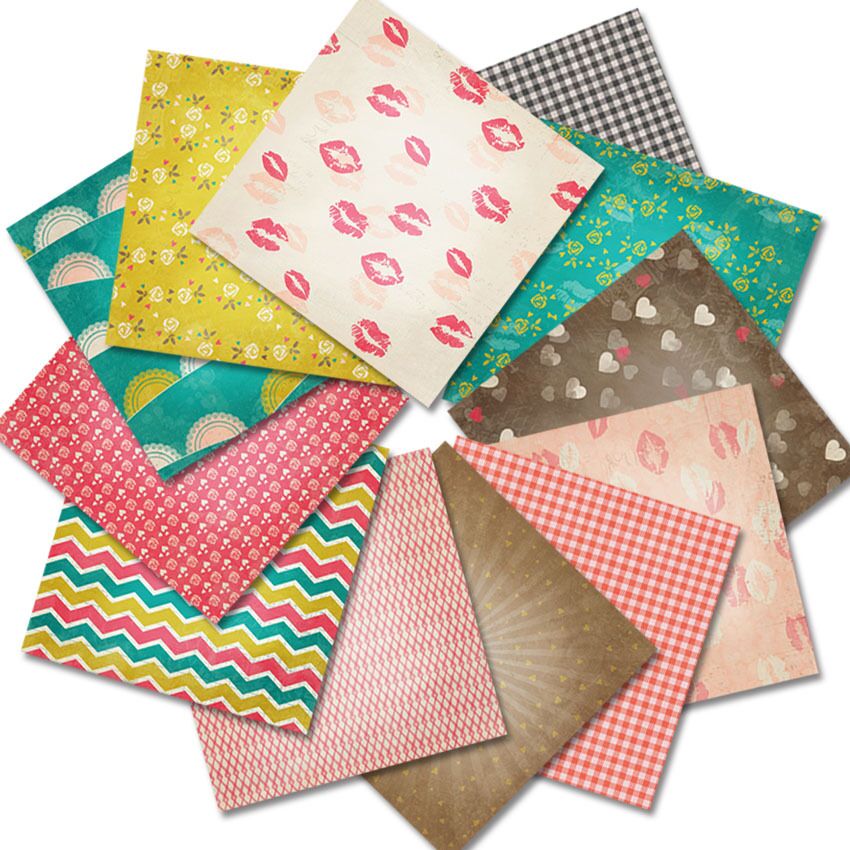 Kisses Stijl Scrapbooking Papier Pack Van 24 Sheets Handgemaakte Ambachtelijke Papier Ambachtelijke Achtergrond Pad 1229