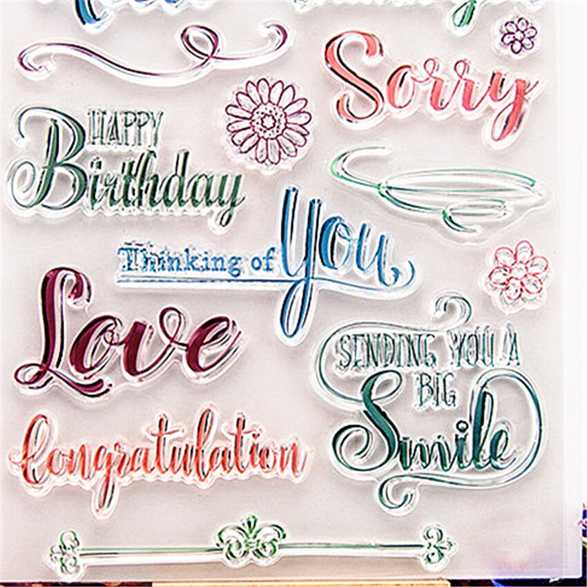 14 x 18cm kleuren woorden transparante stempels siliconen zegels rolstempel diy scrapbooking fotoalbum/kaarten maken kerst