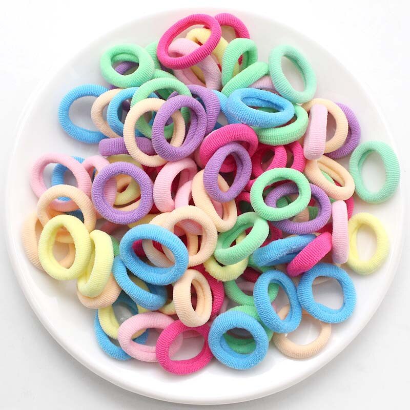 100pcs Mix Color Girls Colorful Elastic Hair Rope Tie Ponytail Holders Accessories Girl Women Rubber Bands For Children Kids: 1