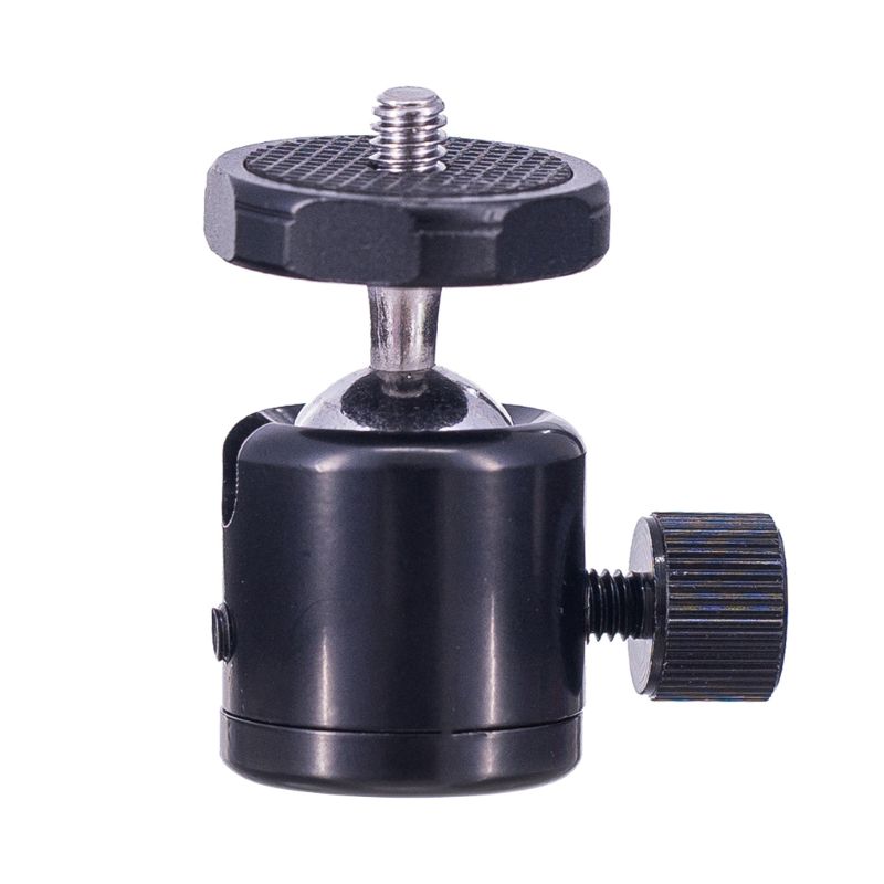 Mini Ball Head 1/4" Screw Mount 360 Swivel Bracket Aluminum Metal Stand Holder for DSLR Camera Tripod Accessories: Black