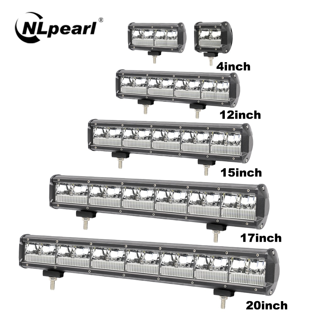 Nlpearl 12v 24v 4 ~ 20 inch led-balk offroad spot flood beam led-lichtbalk voor auto, vrachtwagen, boot, tractor 4 x 4 atv barra led-werklamp