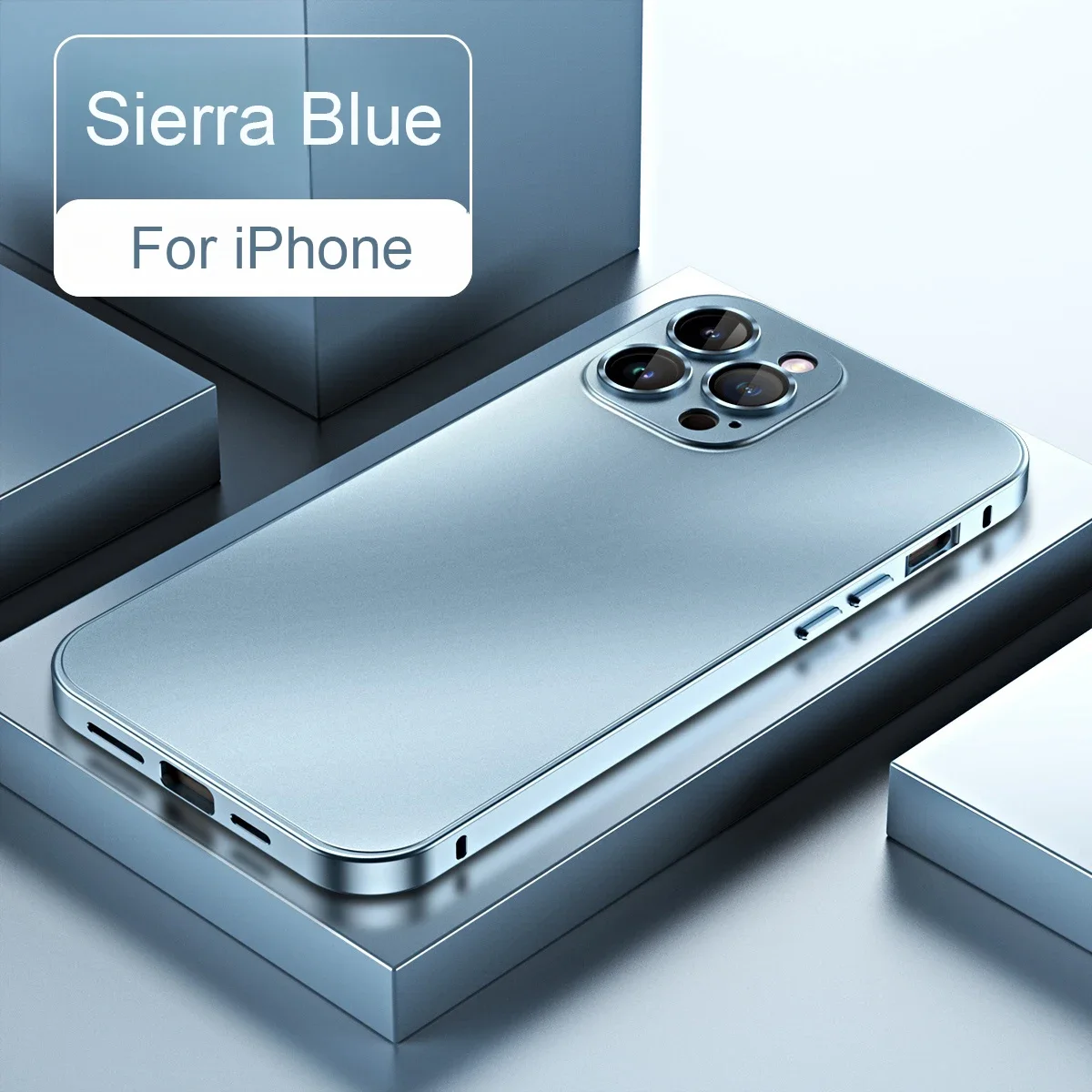 Funda de teléfono con marco de Metal de aluminio de lujo para iPhone 16, 15, 14, 13, 12 Pro Max Plus, lente de cámara, protección de cristal, cubierta trasera de PC a prueba de golpes: Oro / IPHONE 14 PRO
