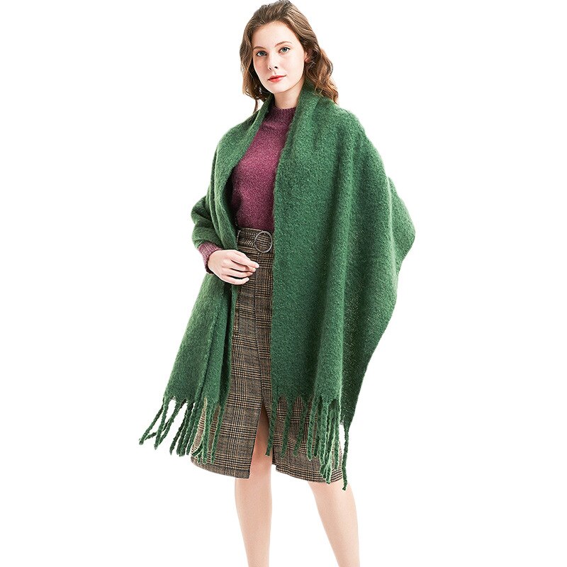 Warme Schals Herbst Und Winter Neue Stil Grob Tassled Kreis Sand Einfarbig Schal Schal von Dicken Schal Schal